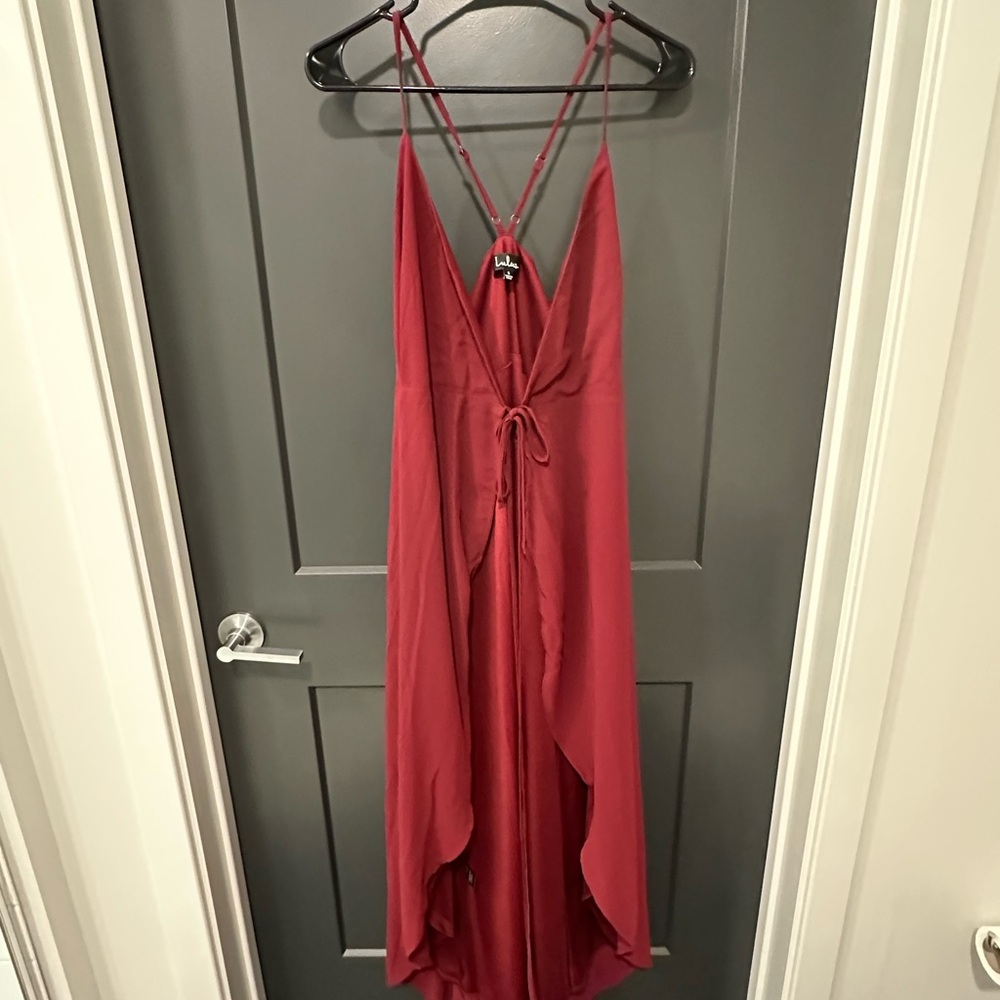Lulu's Burgundy Backless Maxi Dress